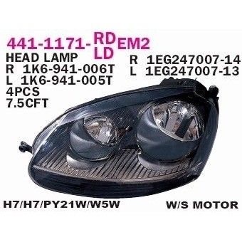 פנס ראשי פולקסווגן גולף מושחר שמאל (2005-2008) GTI