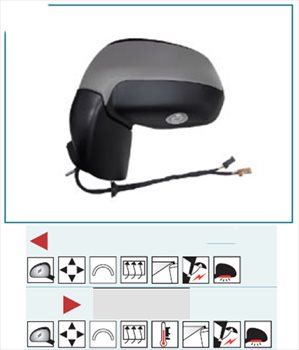 מראה סיטרואן C3 פיקסו חשמלי + חמום + אתות שמאל (משנת 2010) מתקפלת
